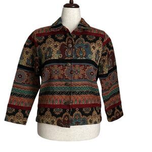Vintage Studio Works Colorful Tapestry Floral Jacket Women's Size Medium